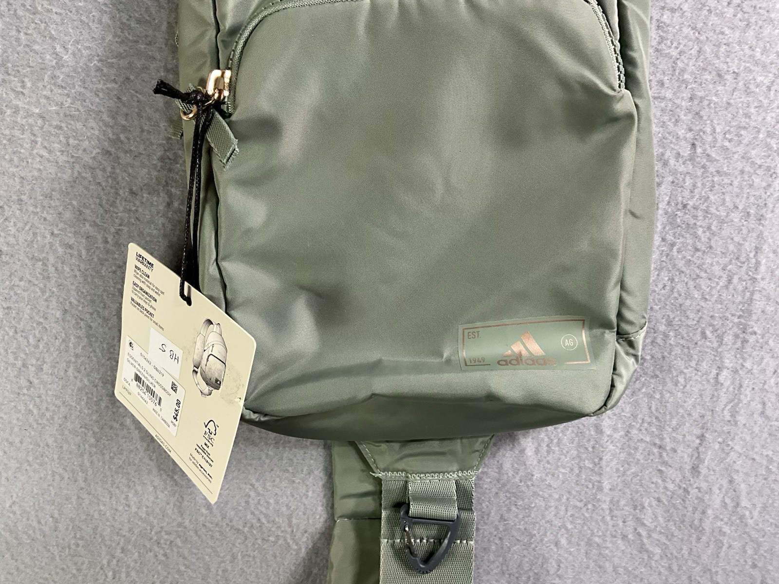 Adidas Essentials 2 Sling Crossbody Bag Silver Green NWT One Size LP9767