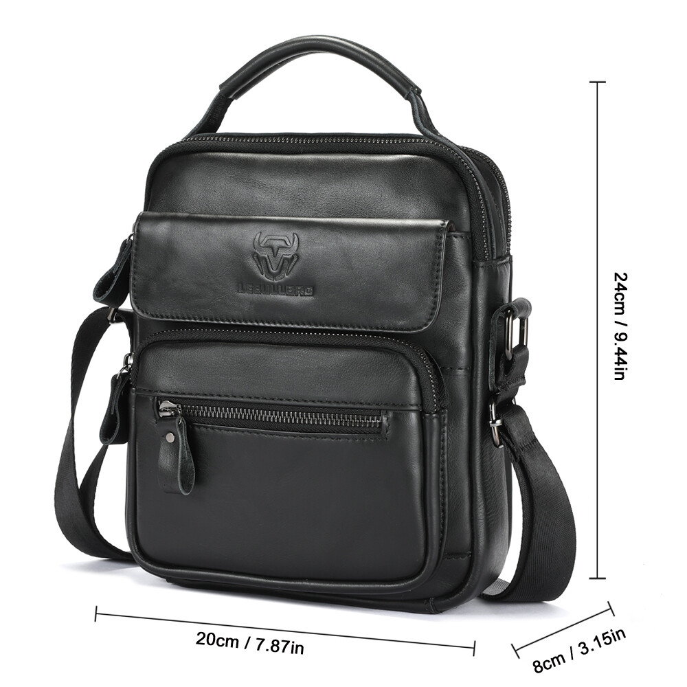 LEBULLBRO Mens Cowhide Leather Sling Bag Shoulder Crossbody Bags Business Bag