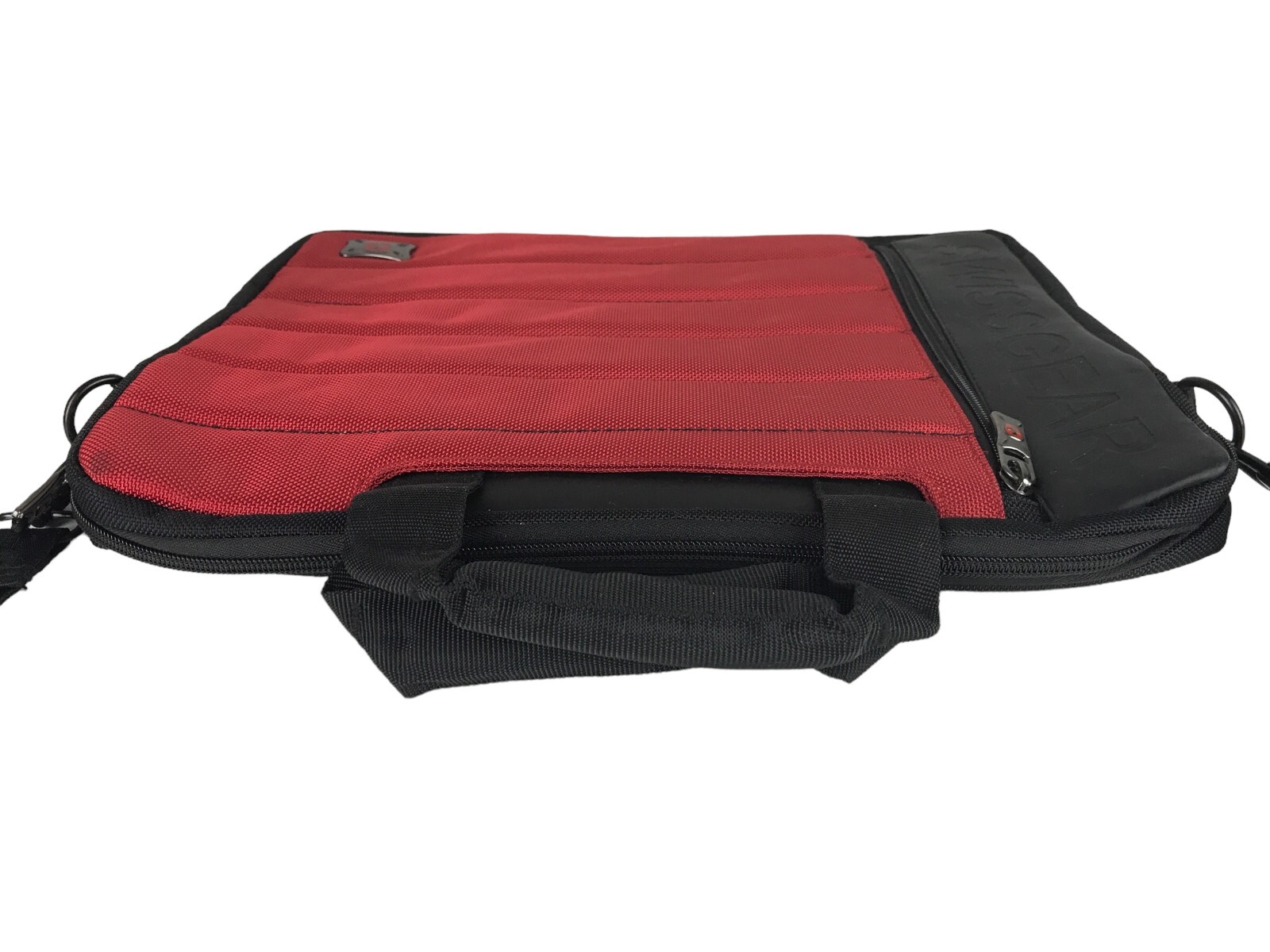 Swiss Gear Unisex Red Black Canvas Outer Pockets Detachable Strap Laptop Bag
