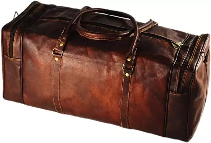 Unisex Genuine Handmade Overnight Leather Travel Duffel Luggage Weekender Bag