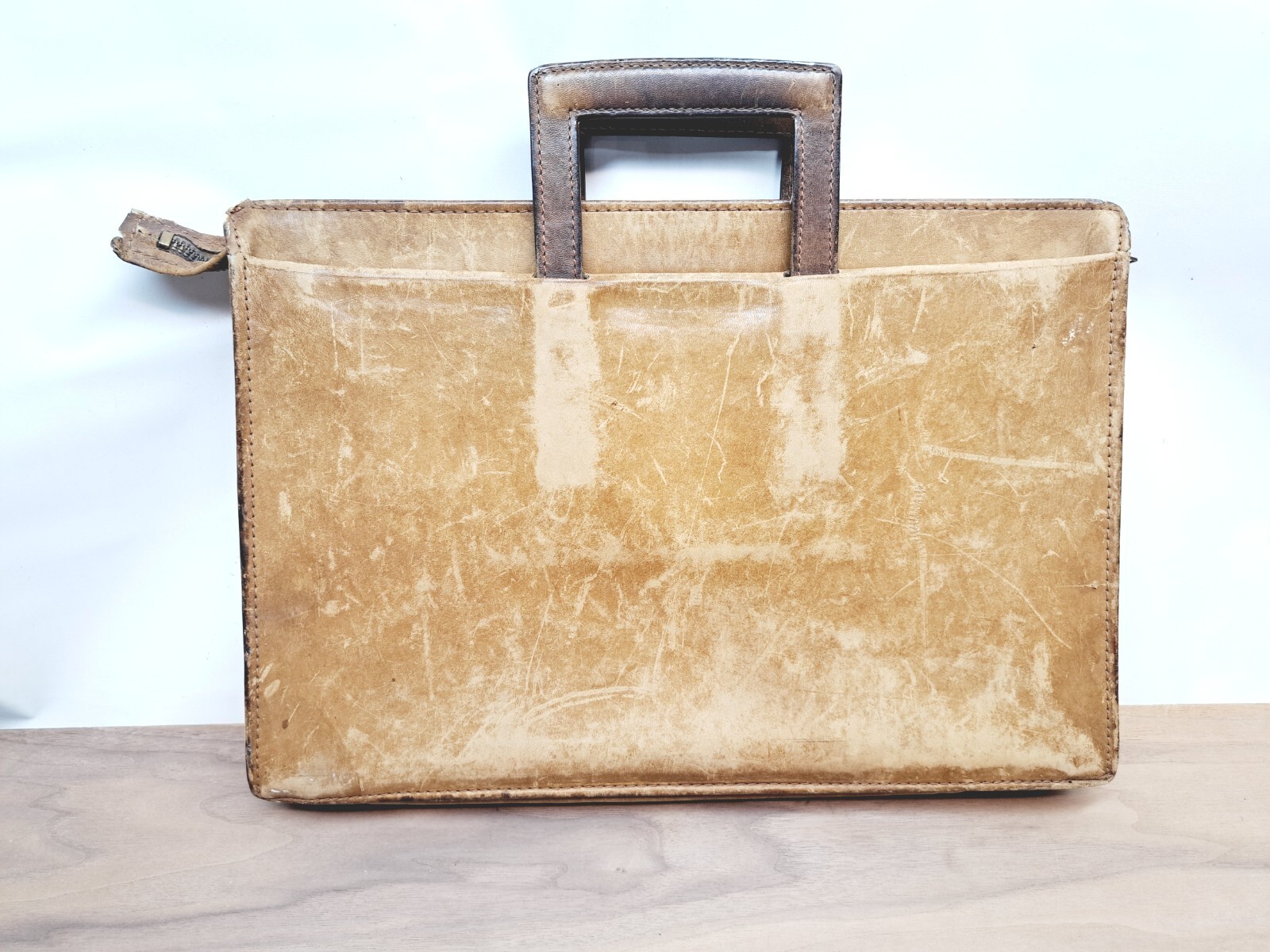 Vintage Antique 1852 Clark Coats Leather Briefcase Hand Carry All Bag
