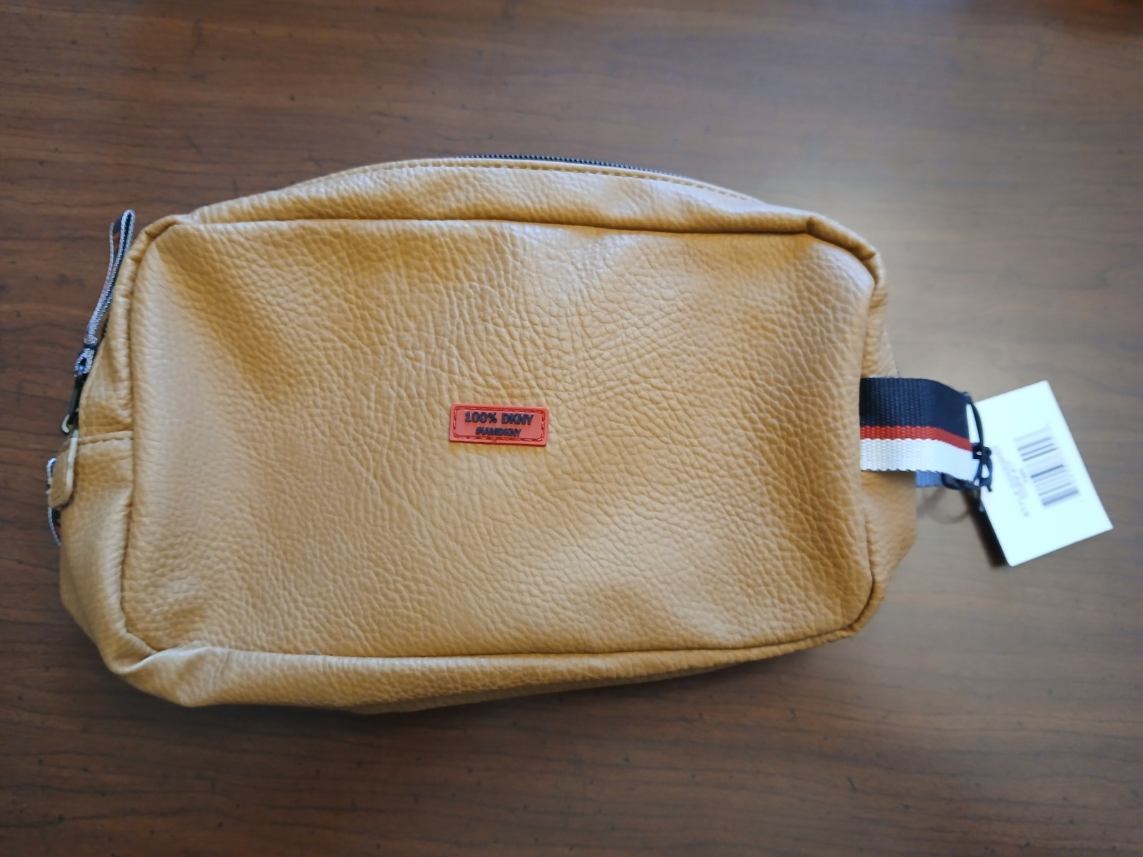 DKNY Men’s Dopp Kit Toiletry Bag w Double Zip New with Tag Tan or Toffee