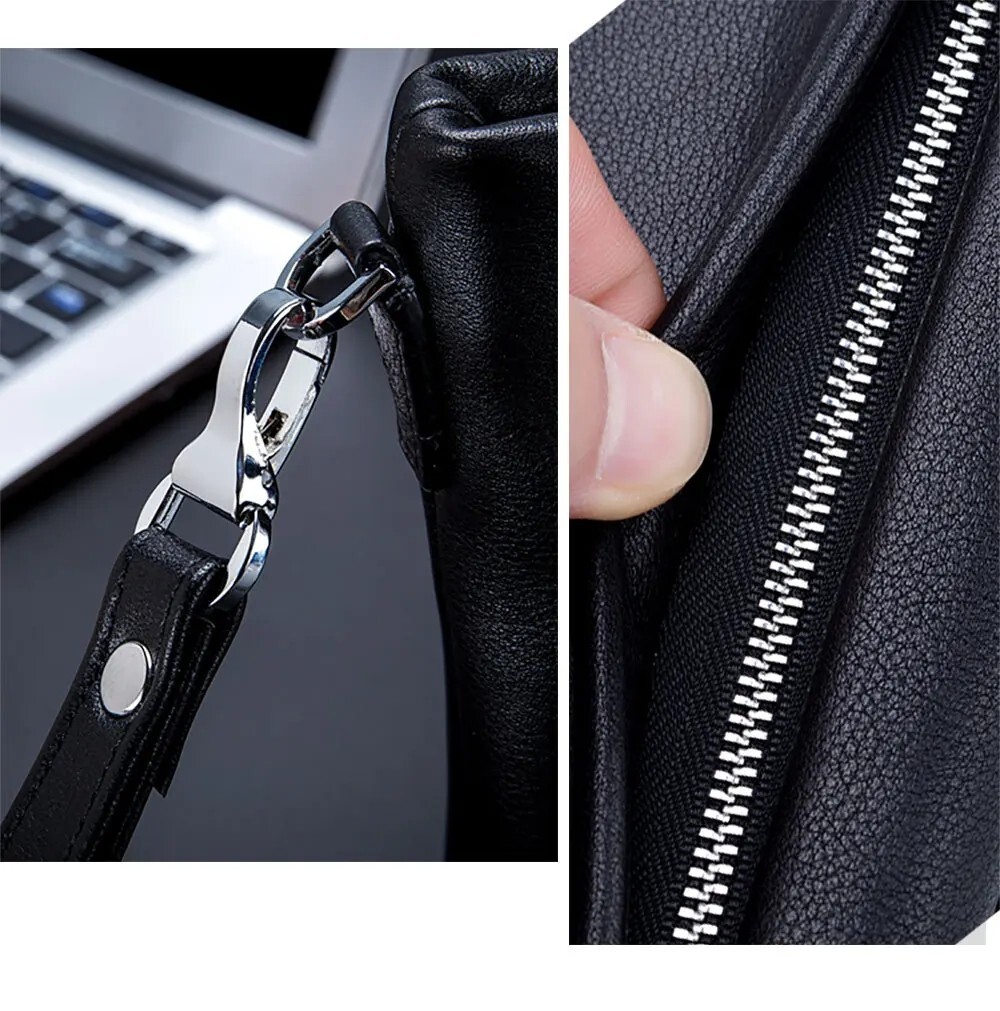 BULLCAPTAIN Men’s Soft Leather Handbag Business Travel Hand Bag
