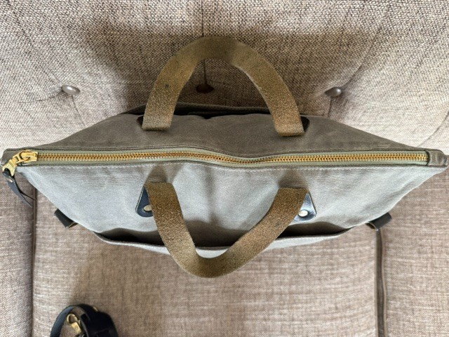 Winter Session Felix Waxed Canvas Tote Gray Leather Trim Made USA Shoulder Bag