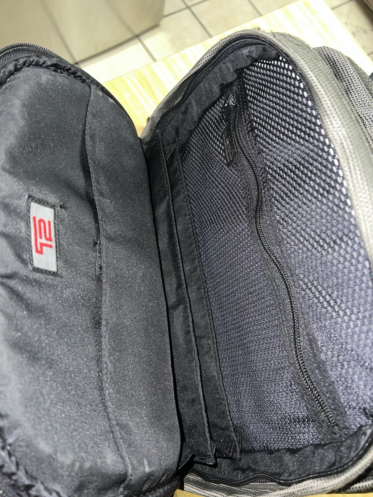 Tumi T2 Tech Gunmetal Nylon And Leather Laptop Backpack
