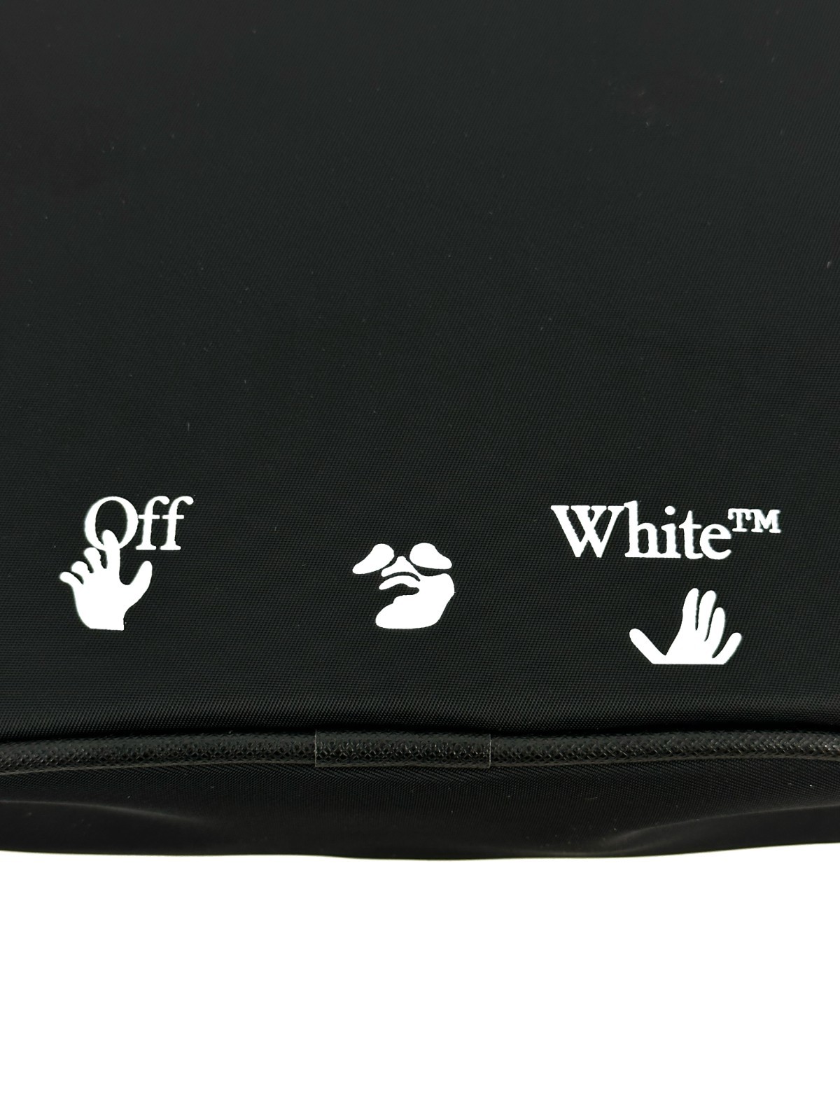 Off-White Mini Logo Print Nylon Fabric Zipped Messenger Crossbody Bag Black