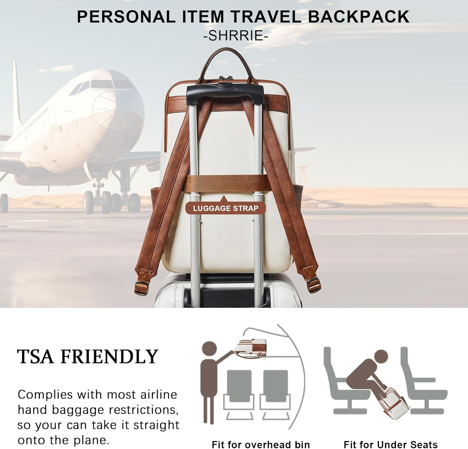 17 Inch Leather Laptop Backpack for Women, Travel Backpack with 6 Compartments