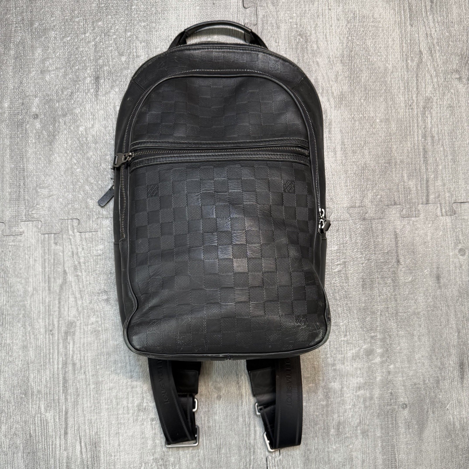 Louis Vuitton Michael NM Backpack Damier Infini Leather, Black, Worn