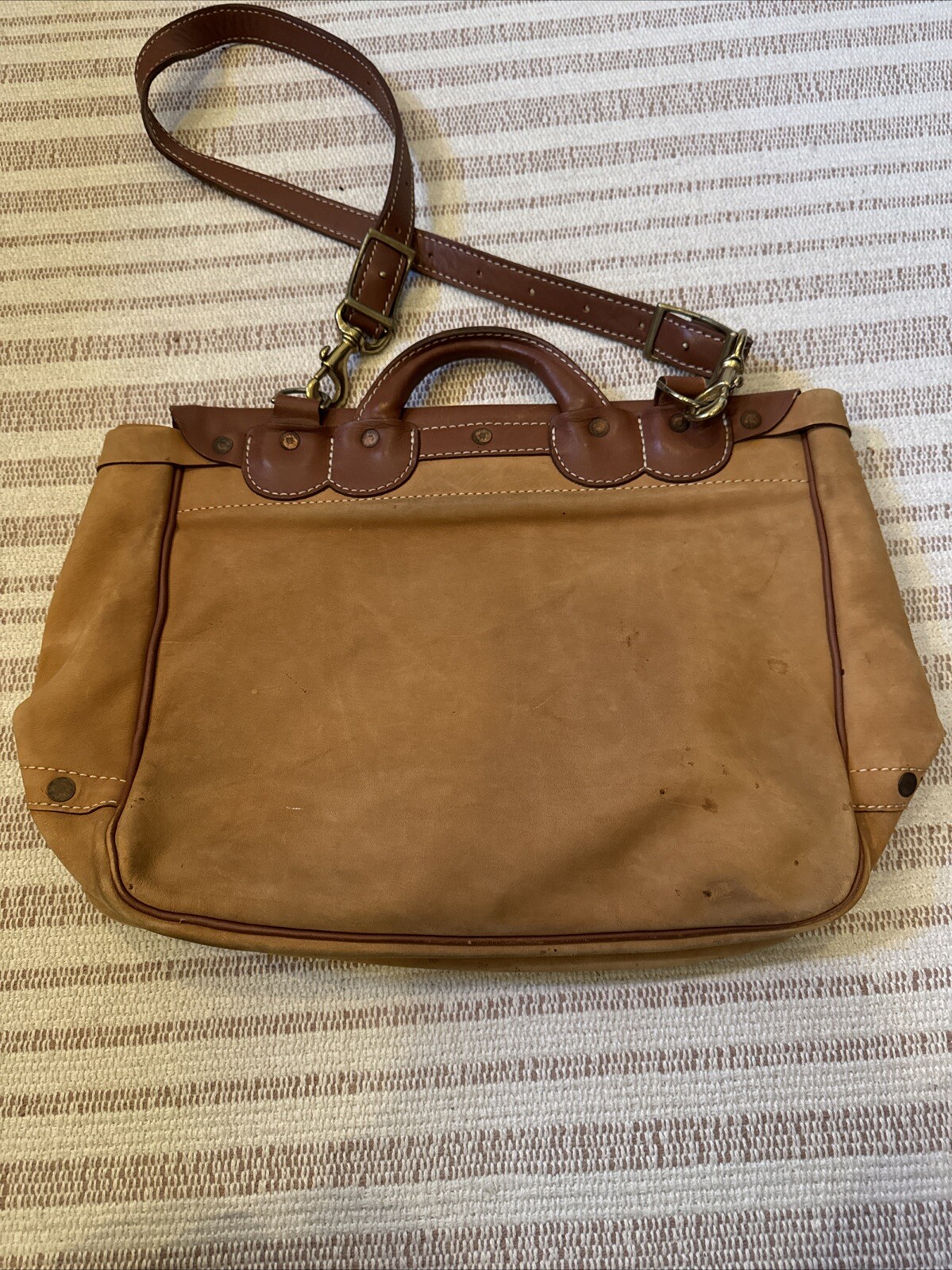 McGuire Nicholas Two Tone Leather Messenger Bag VGUC