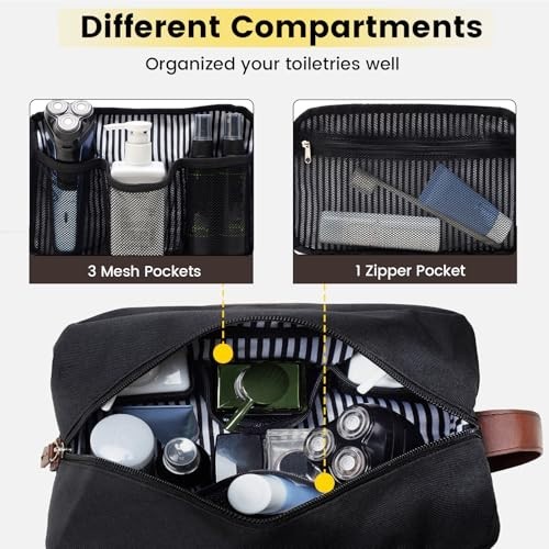 Toiletry Bag Men Water Resistant Accessories Travel Essentials Medium Bag, Black