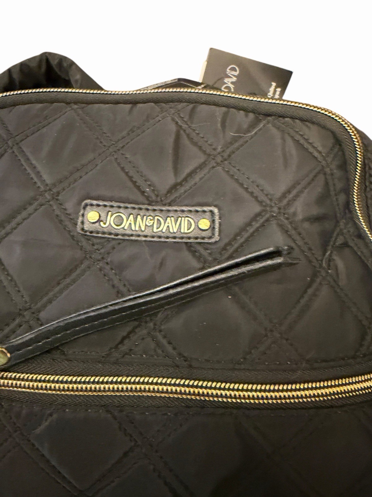 Joan & David 18″ Diamond Quilted Puffer Nylon Travel School Backpack $190 Black