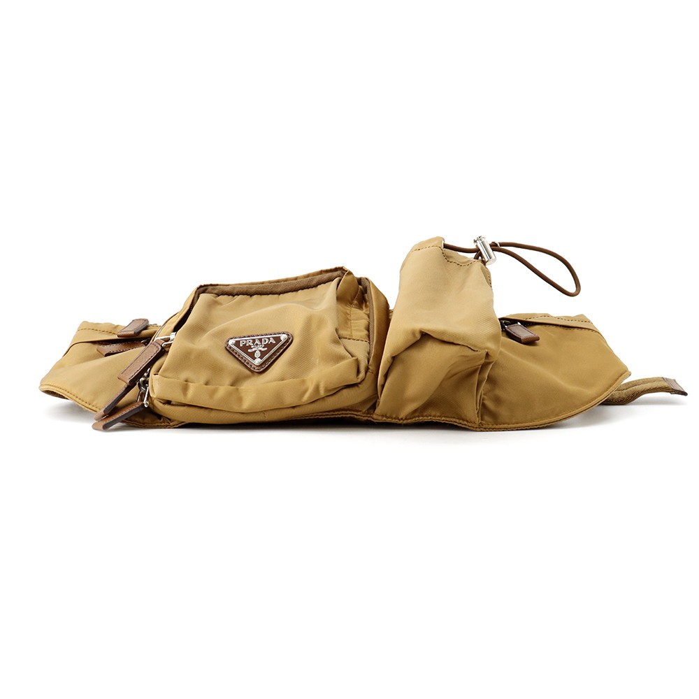 PRADA Logo Crossbody Bag Nylon Brown VA0056