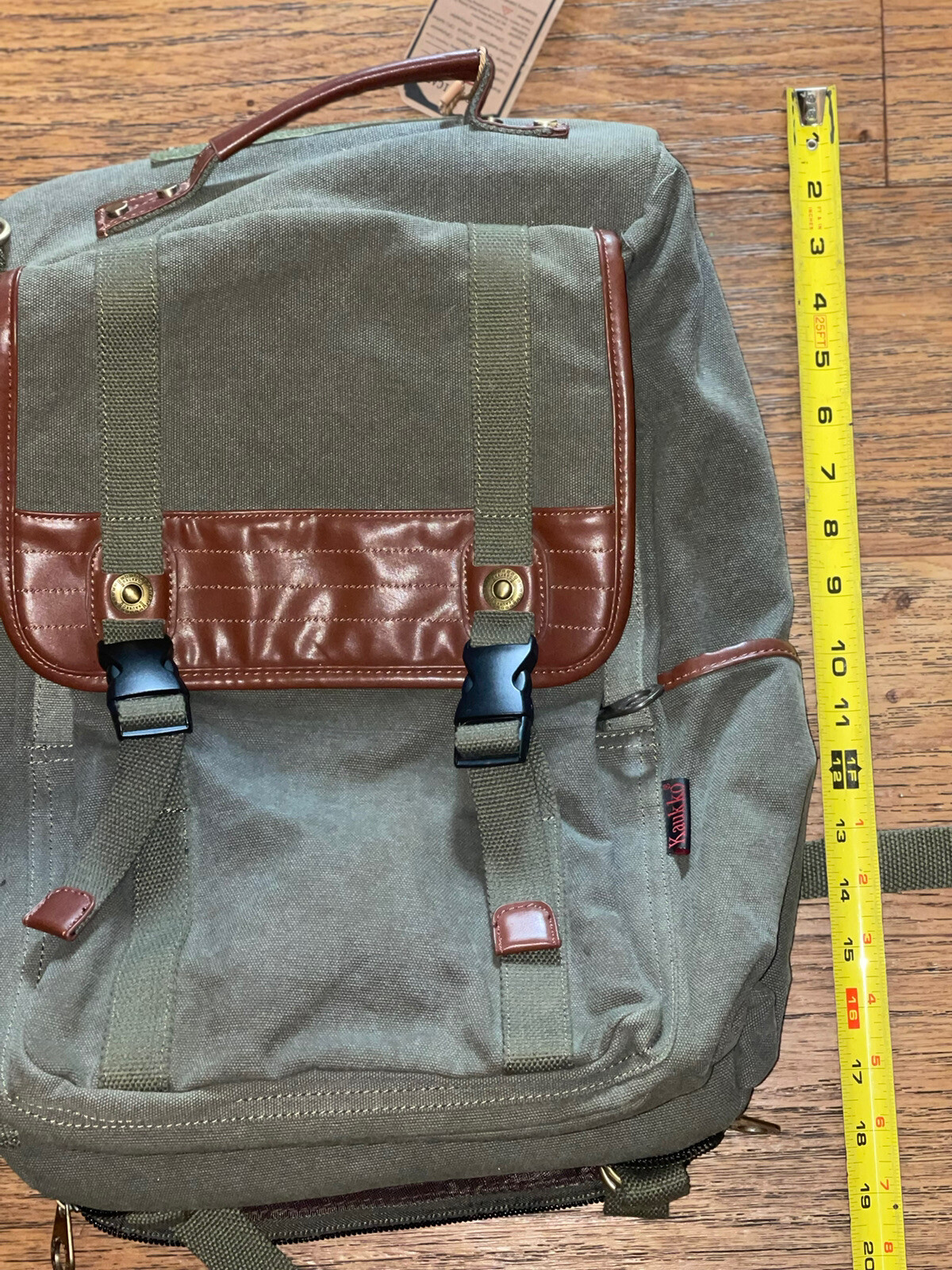 Kaukko Backpack computer ipad travel bag canvas leather NEW