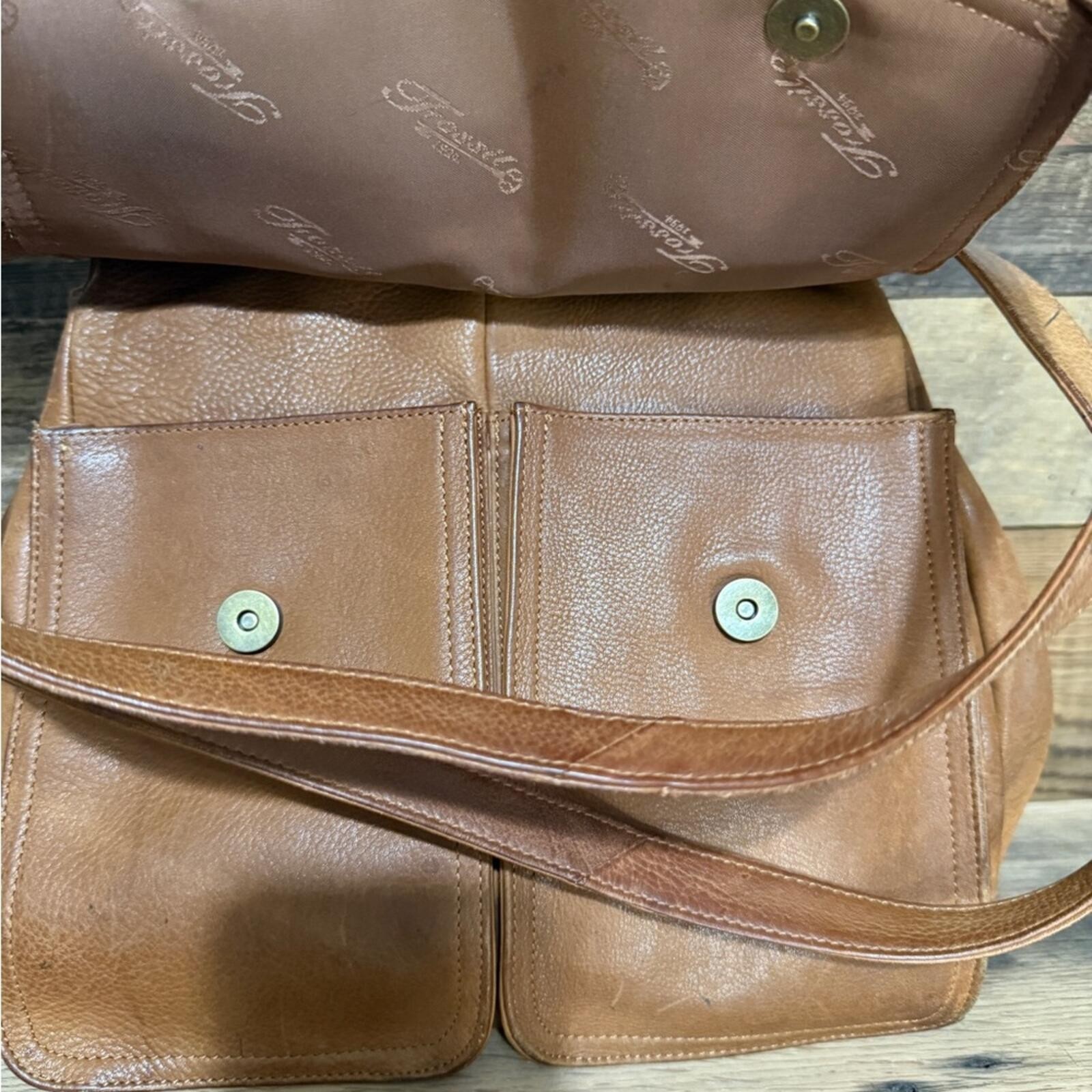 Fossil Brown Leather Shoulder Bag with Key Charm