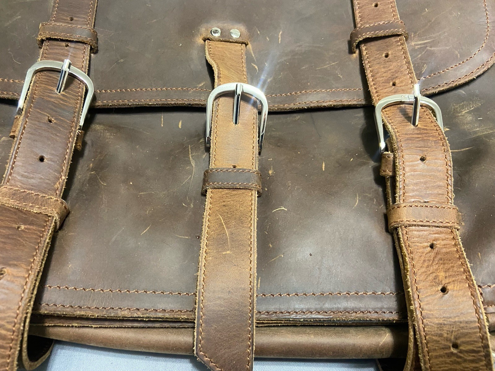 Mens Full Grain 16” Thick Leather Expandable Briefcase/ Laptop Bag – Polare