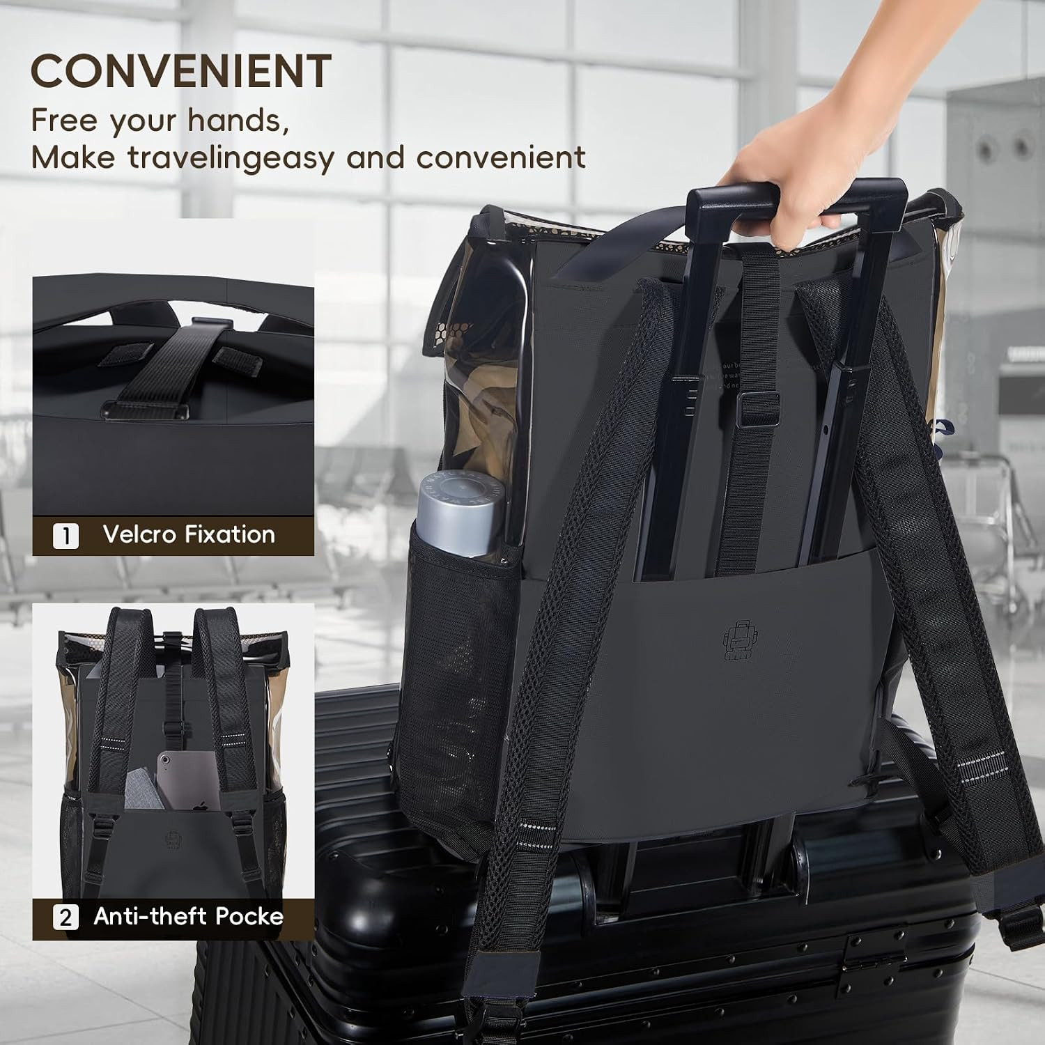 Clear Backpack Heavy Duty Adults 18L Rolltop Backpack Transparent TSA Approved f