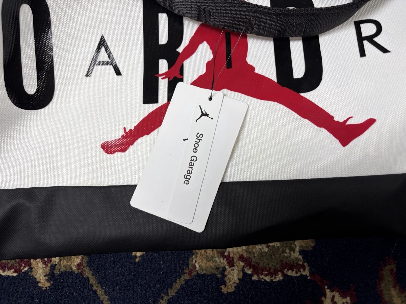 Nike Air Jordan Athletic Brand Duffel Bag White Black Red LM0168 001 Shoe Garage