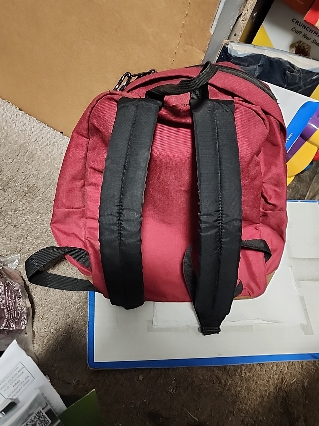 USED JanSport T501 (?) Superbreak Backpack – Red; 2 Openings; Canvas Bottom