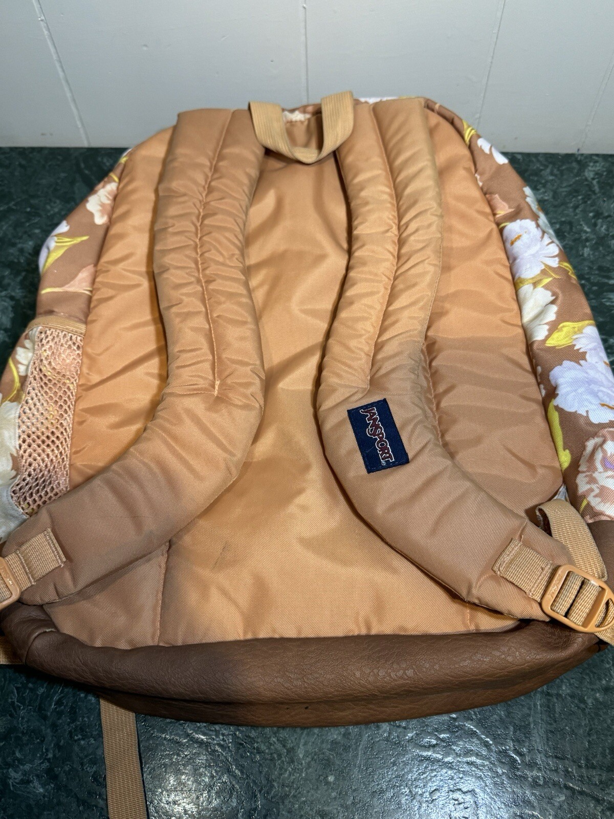 Jansport COOL STUDENT backpack tan floral See photos and READ