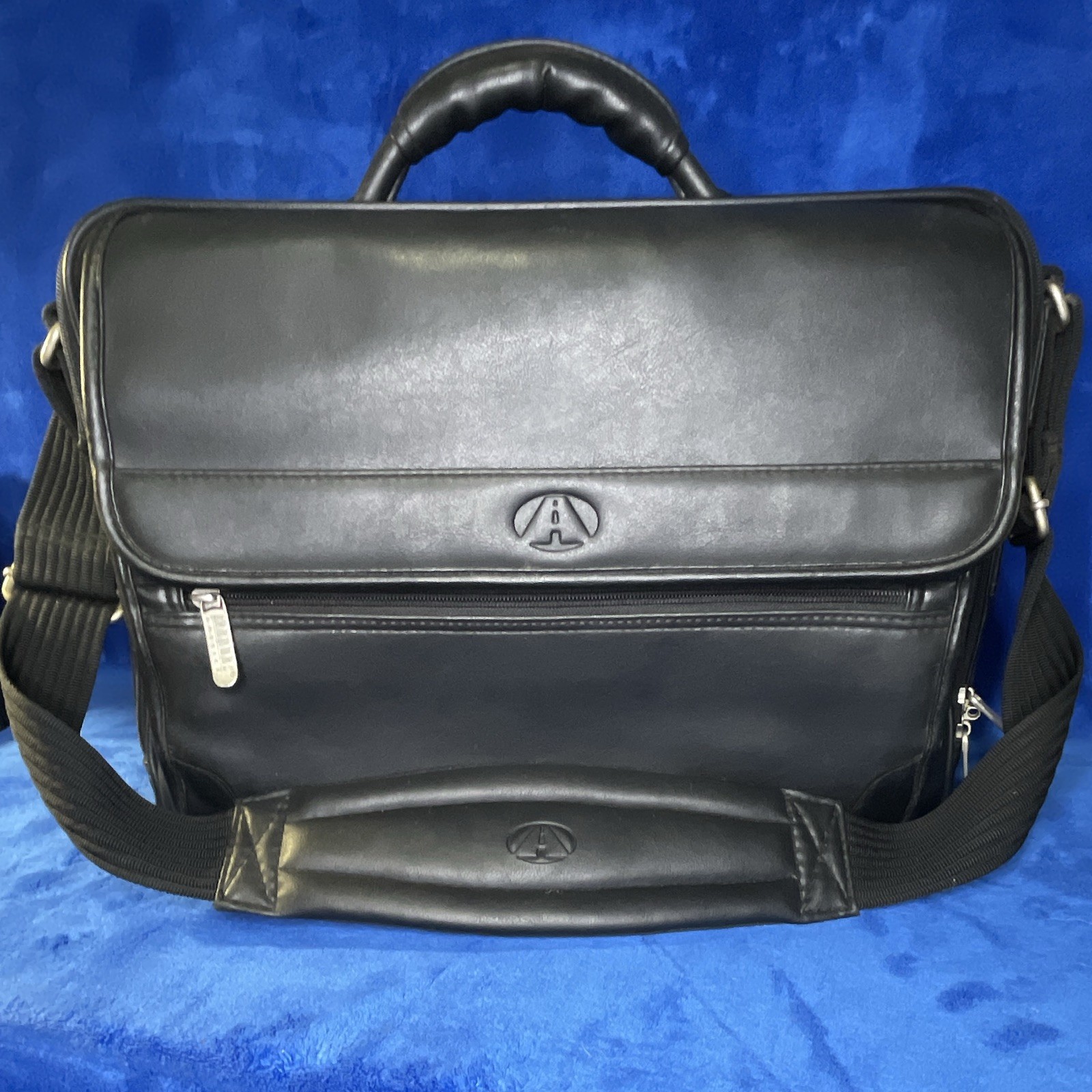 Avenues America Black Zip Briefcase/Document Case Adjustable Strap 98-02 Vintage
