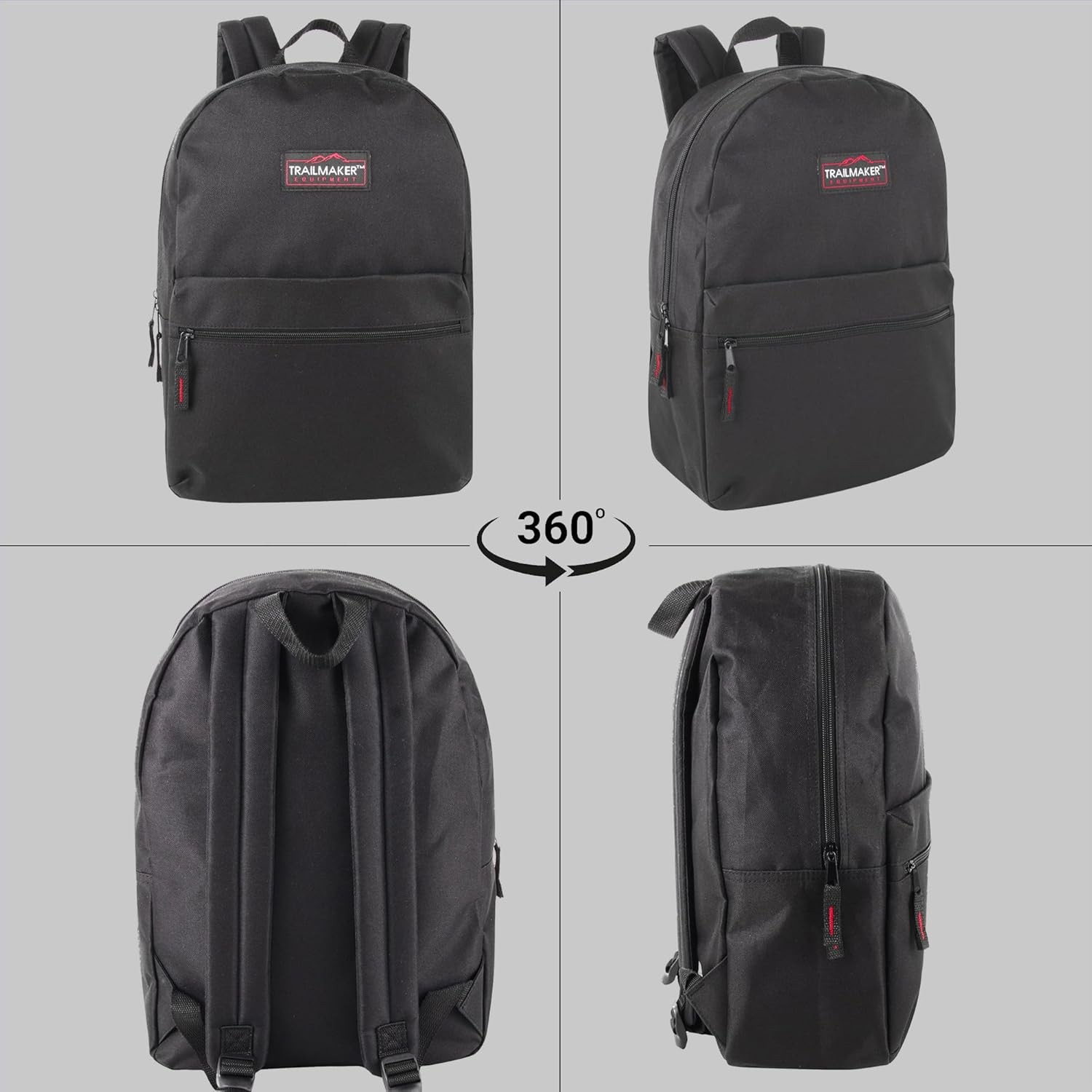 Backpacks with Adjustable Padded Straps 17 in for School Girls Boys (Black)