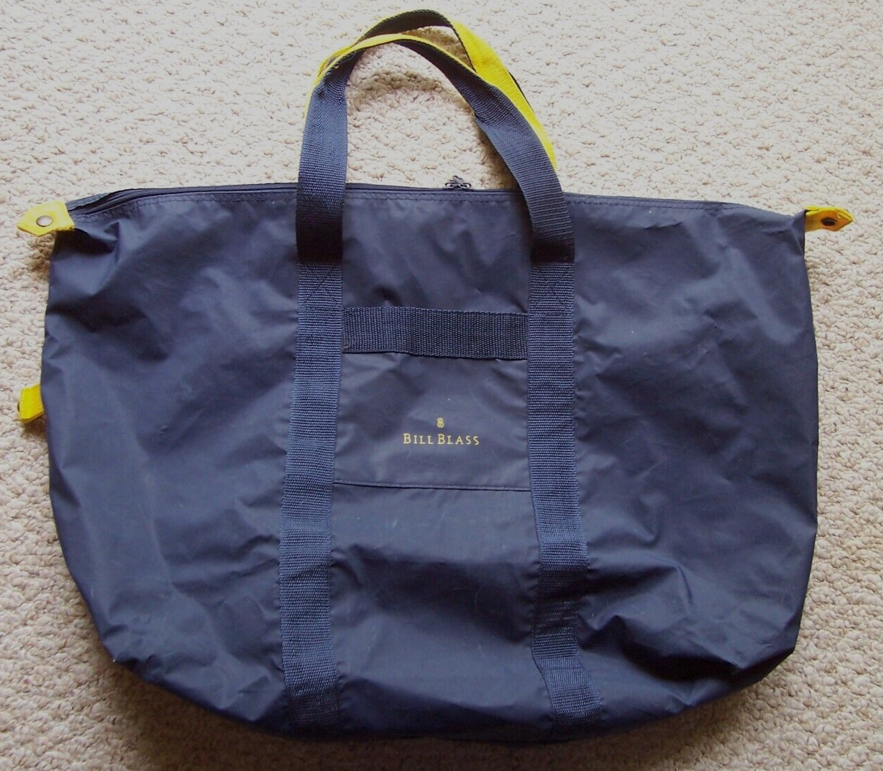 Bill Blass Blue Tote Travel Bag with Yellow Trim 19″x16″x7″