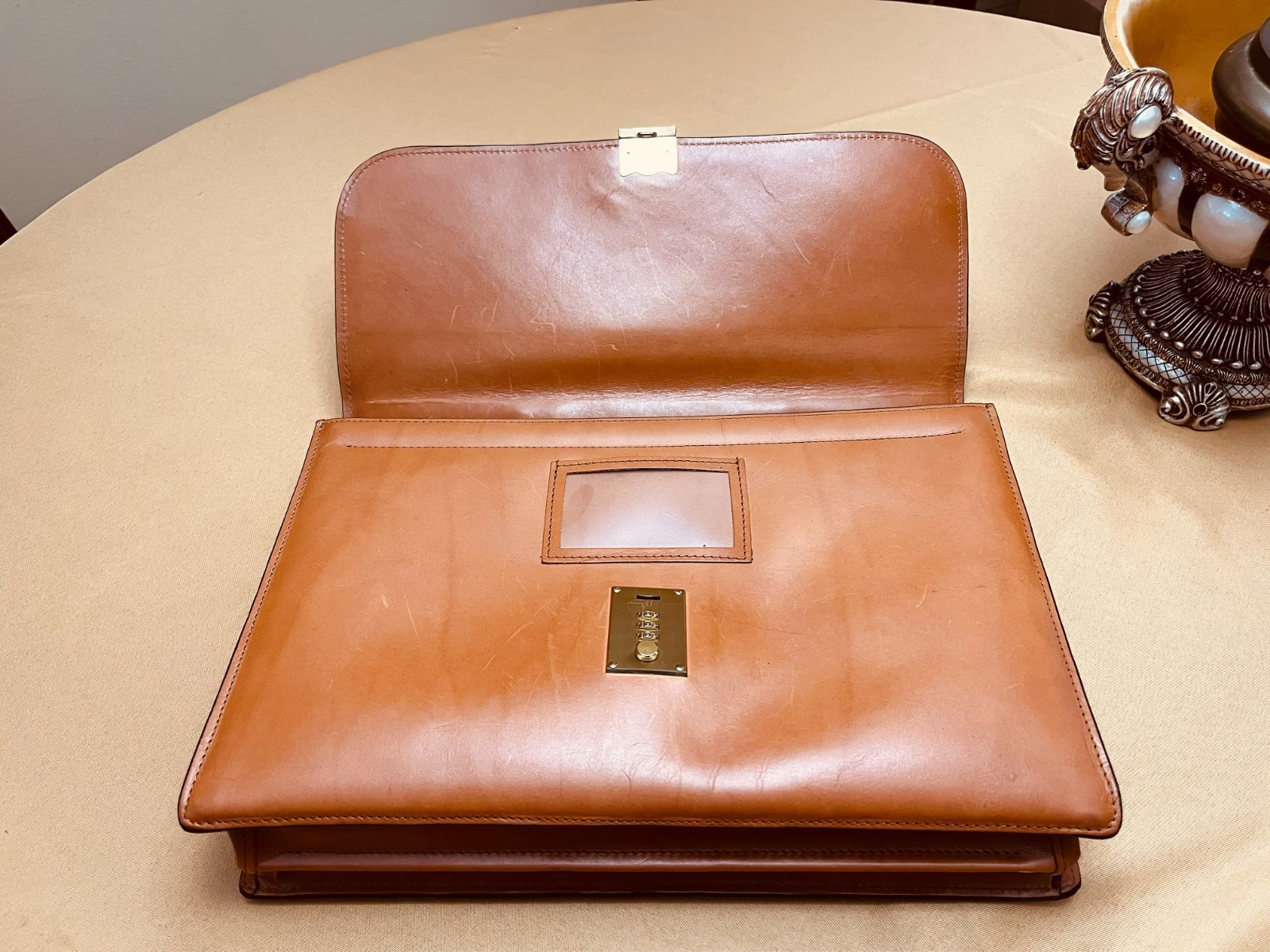 SCHLESINGER BROTHERS English Tan Heavy Leather Briefcase / Lawyer Bag – USA