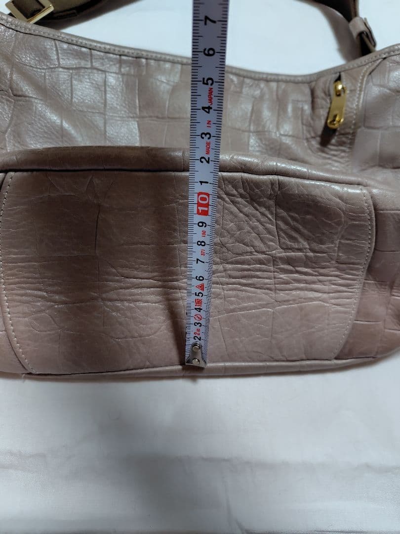 aniary Croco Embossed Leather Shoulder Bag Gray Beige Japan