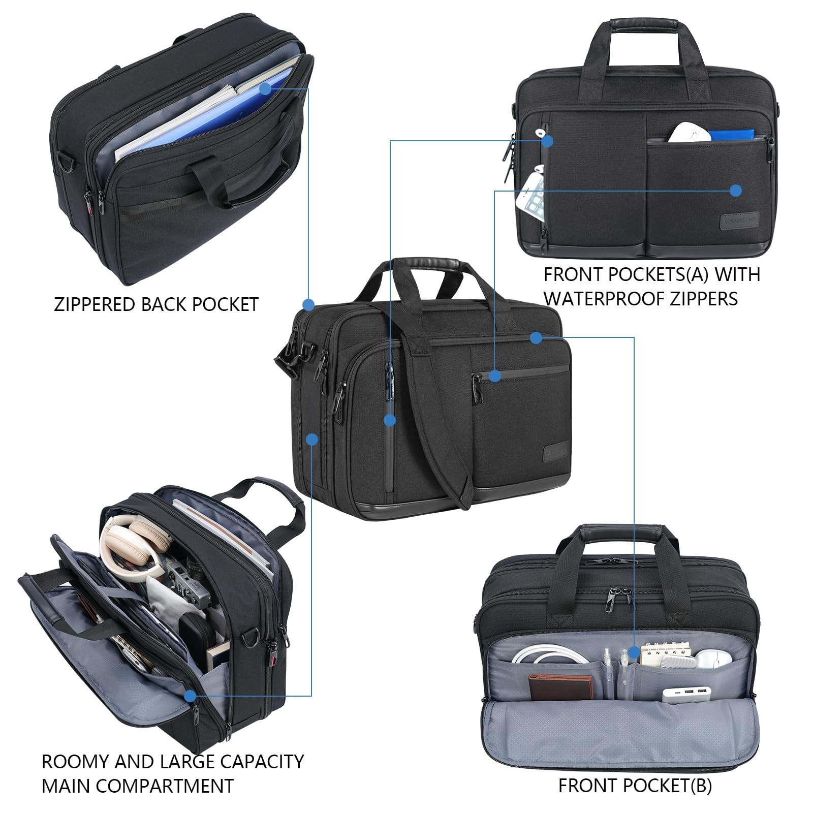 VANKEAN Laptop Briefcase for Hombres Mujeres 17 3 Inch Laptop Bag Water Repel