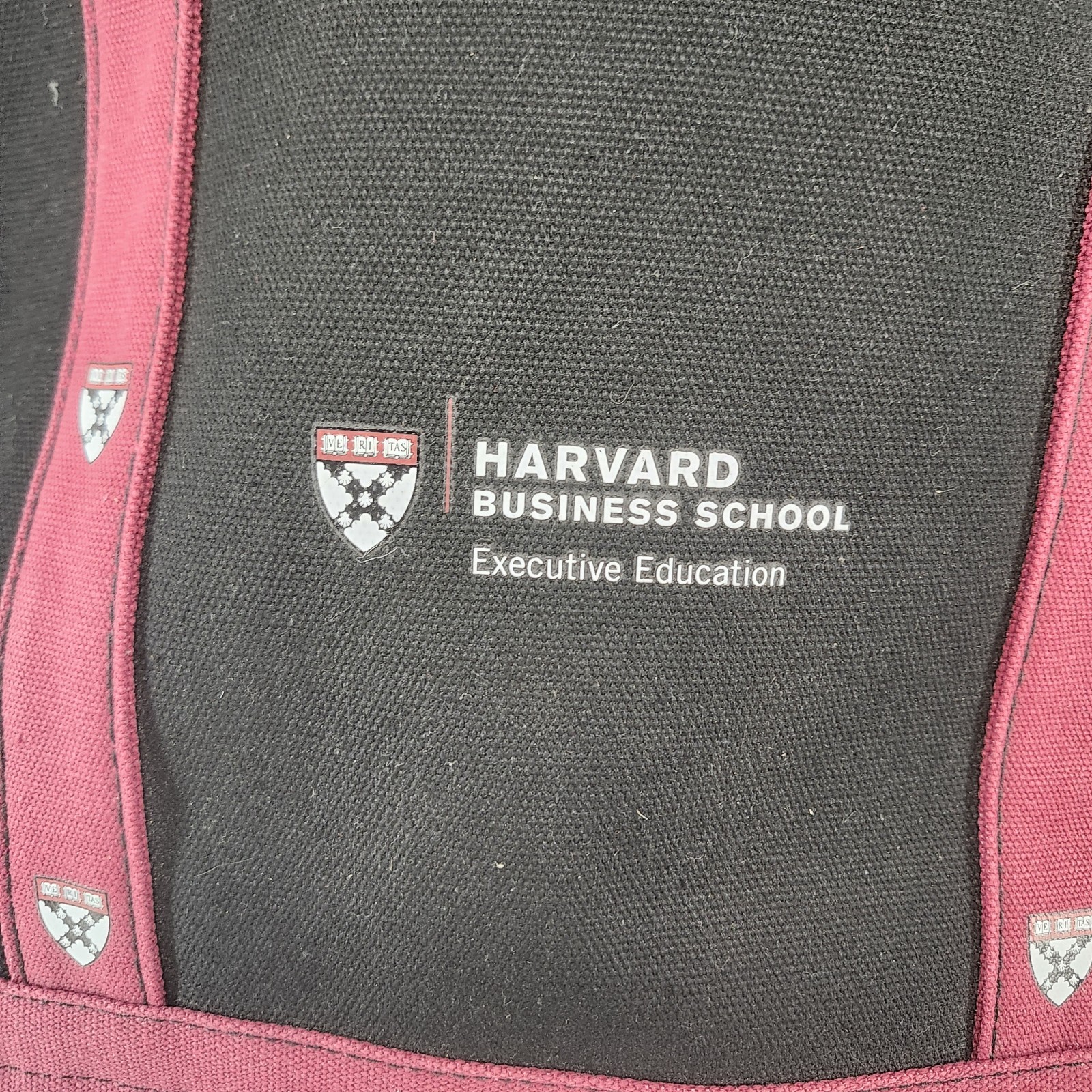 Harvard Business School Black Maroon Executive Education Canvas Fabric Tote Bag