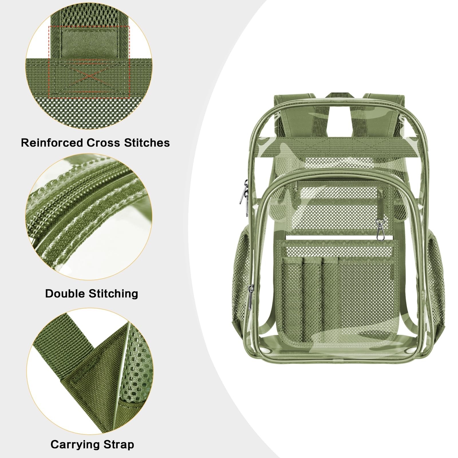 Heavy Duty Clear Backpack Transparent PVC School Bookbag for Boys and Girls