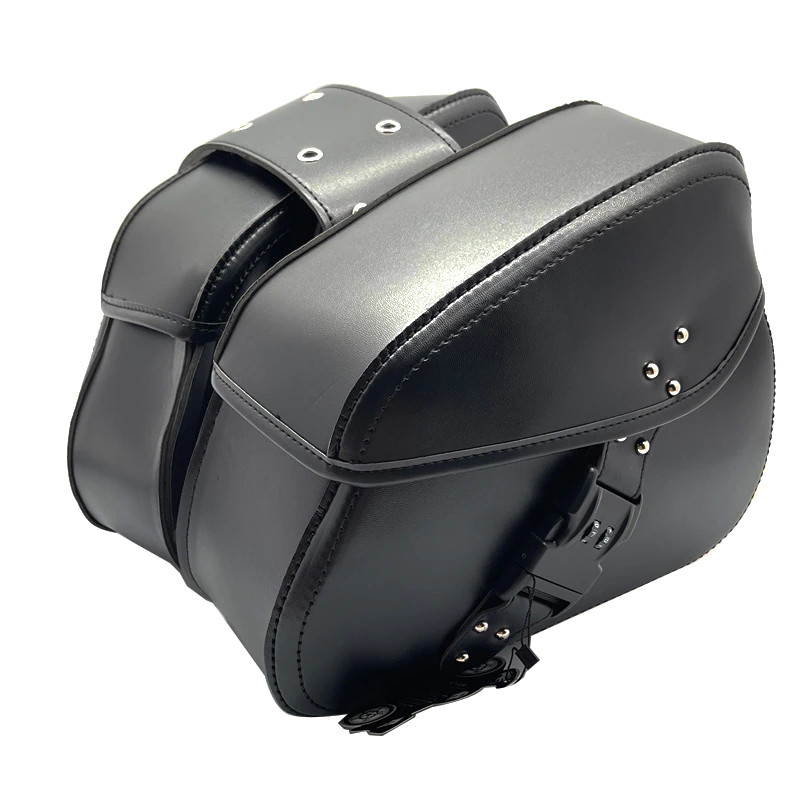 Left Right Universal PU Leather Motorcycle Code Lock Saddlebag Side Tool Luggage