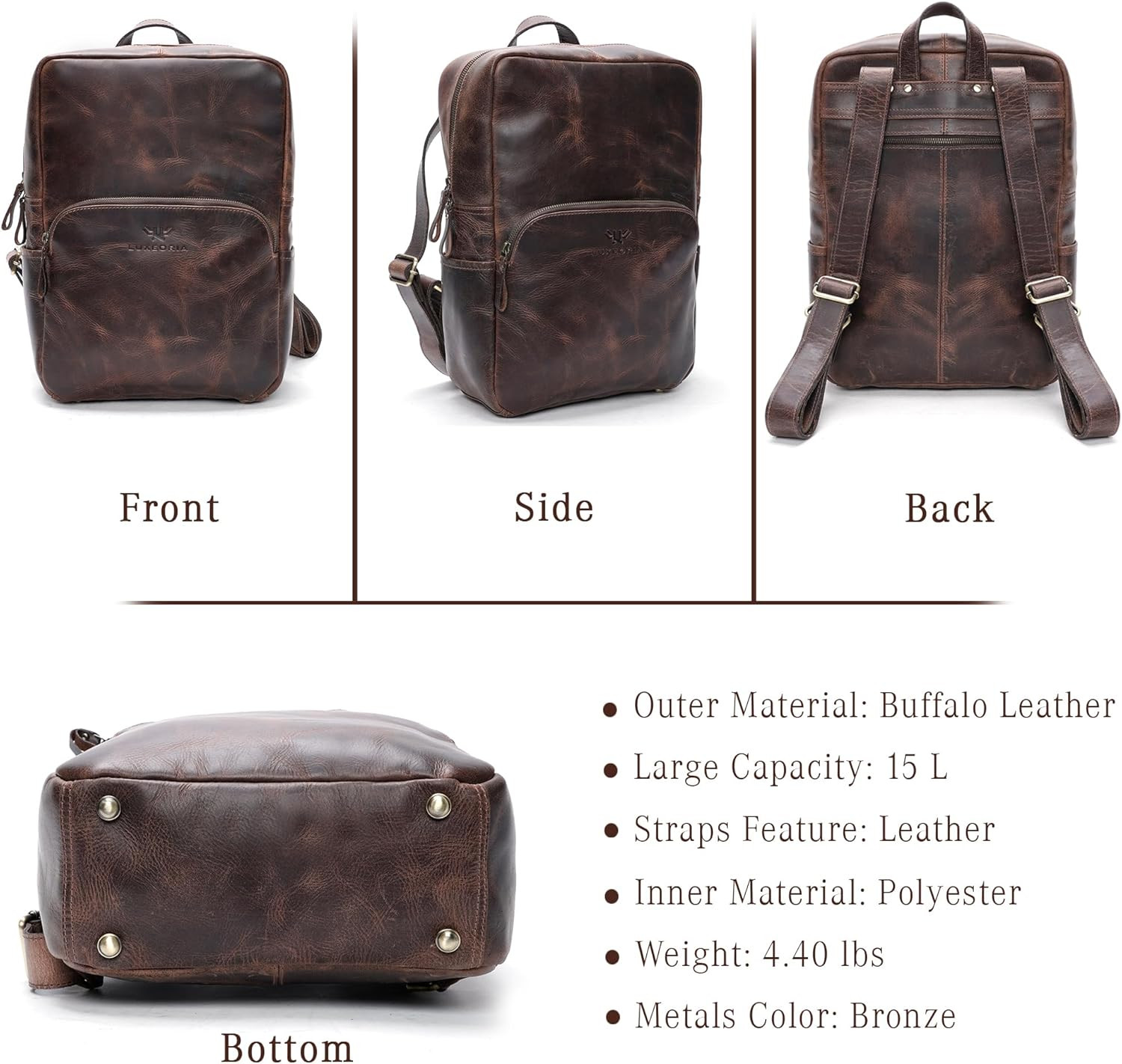 Stylish Vintage Brown Leather Backpack for 15.6″ Laptop – Handmade & Casual