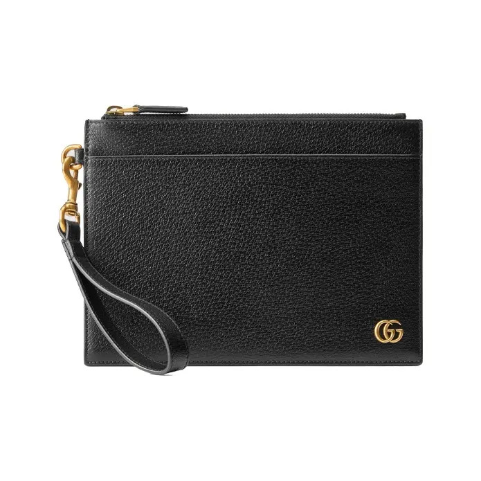 GUCCI GG Marmont Gold Logo Grain Leather Handbag For Men 9.4×6.8 in