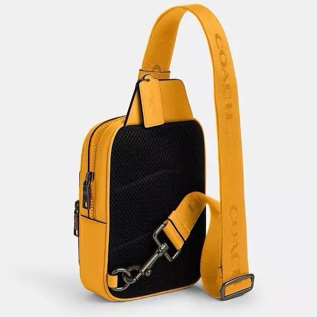 NWT Coach Racer Sling Pack CX071 calf leather Black Antique Nickel/Buttercup