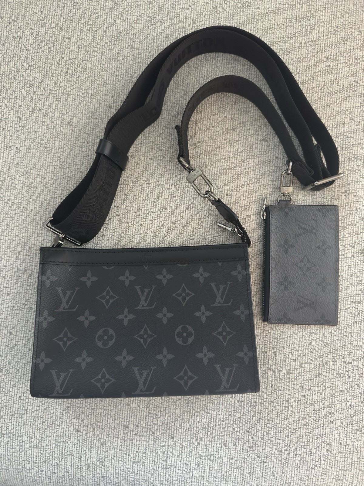 Louis Vuitton Gaston Wearable Wallet Monogram Eclipse Black Gray Crossbody