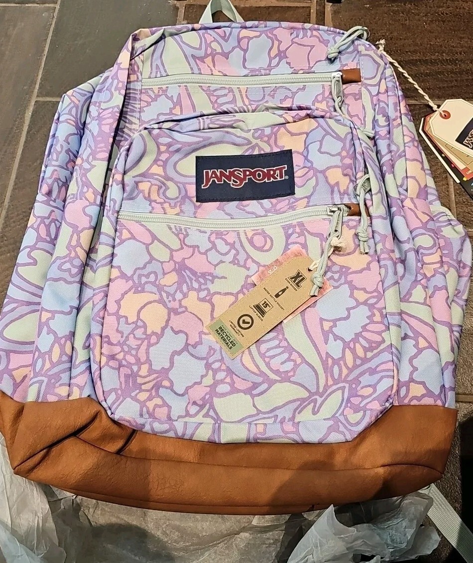 JanSport Cool Student Backpack FLUID FLORAL PASTEL NWT