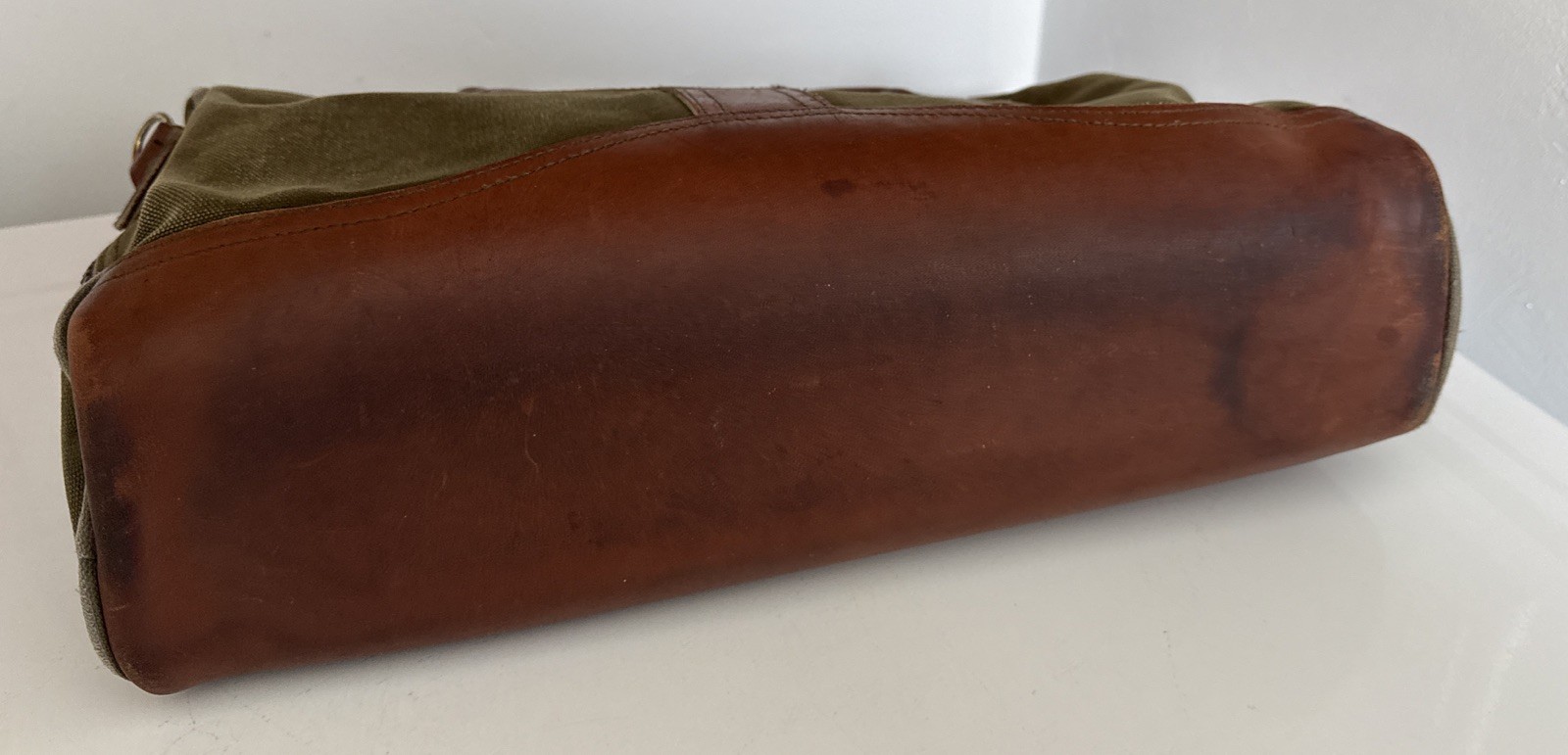 Duluth Pack MINN Green Canvas Leather Briefcase USA Travel Bag VTG Well Used