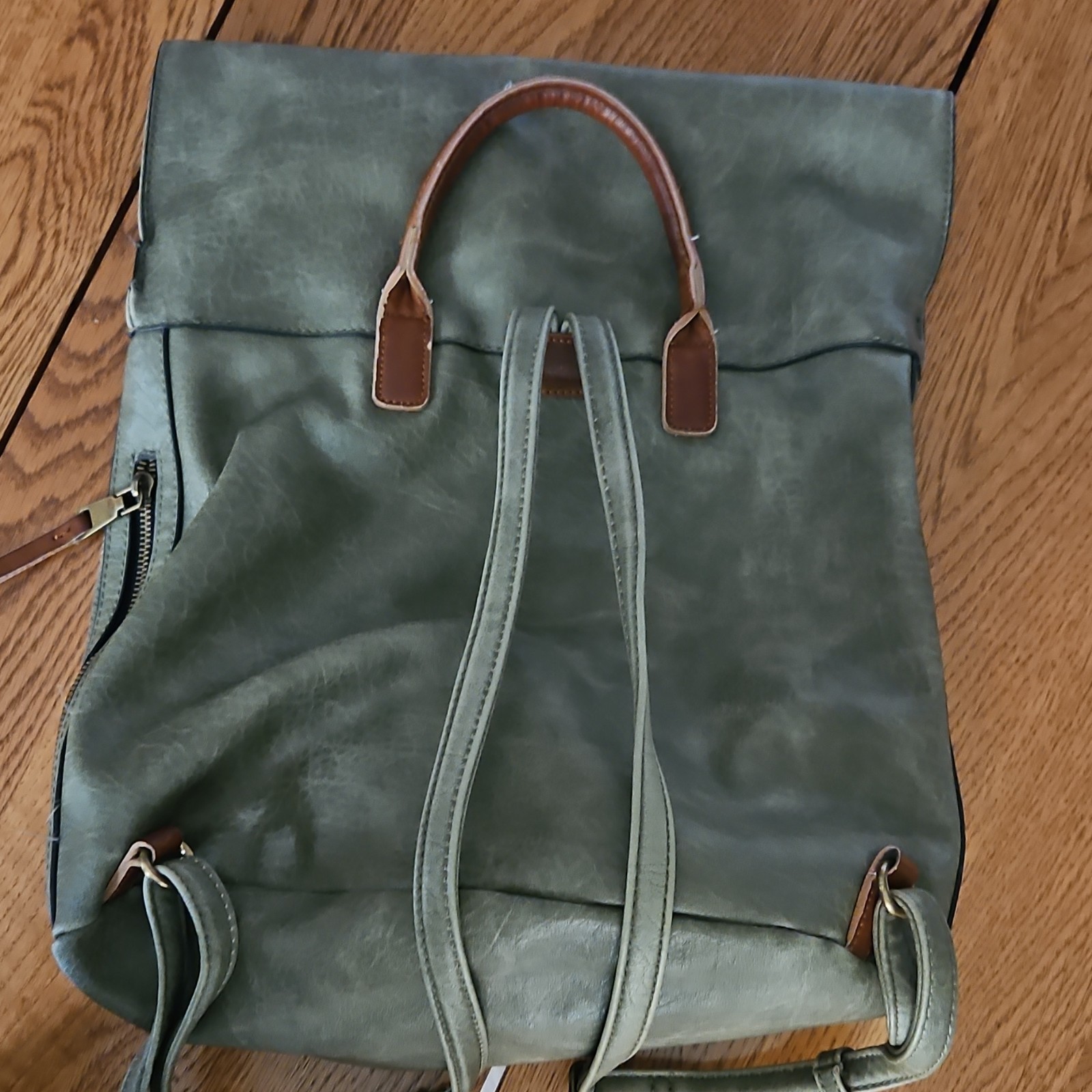 Green Large Backpack Top Handle Adjustable Straps Zip/Magnetic Closure Unisex