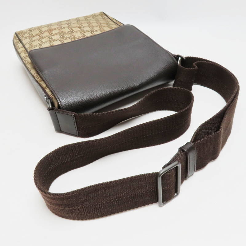 S04-k140 dunhill D-EIGHT canvas/leather shoulder bag beige/brown