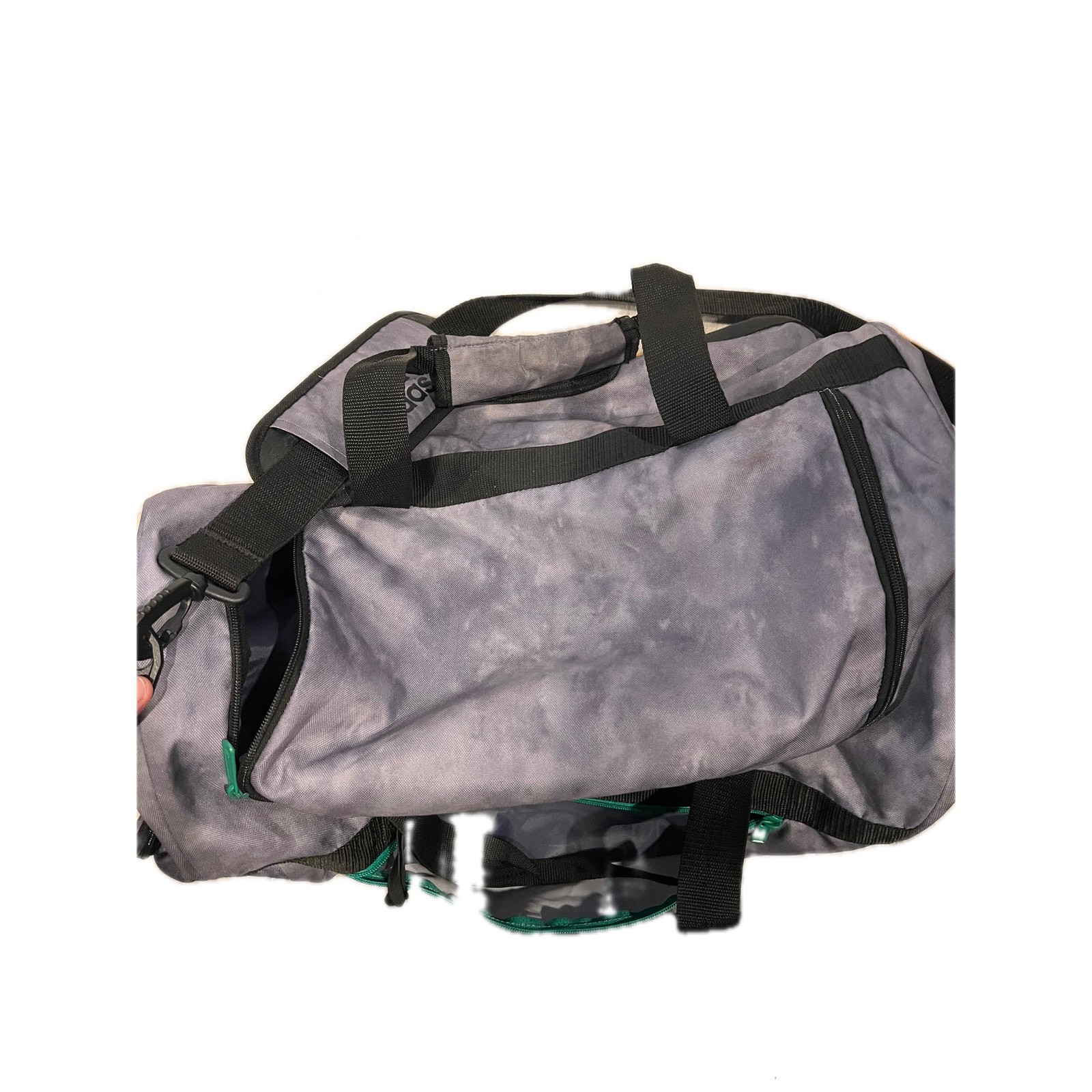 Adidas Defender Large Black Gray Green Duffel Gym Bag