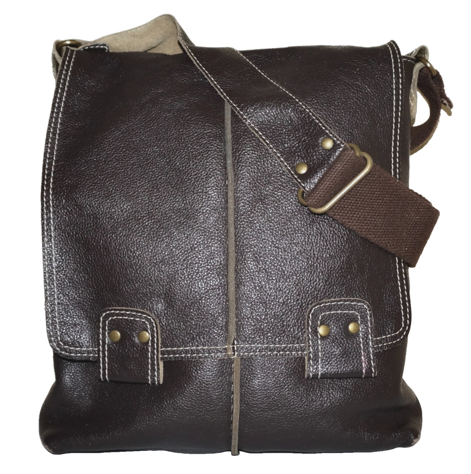 Vintage WILSONS LEATHER Dark Brown Leather Crossbody Bag 15×11 *WEAR