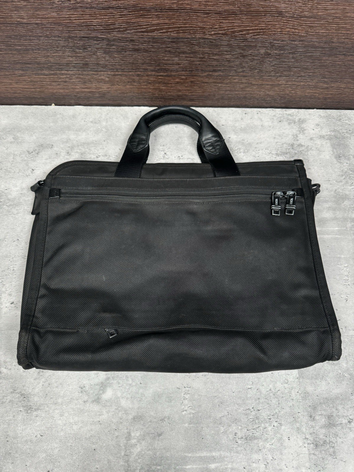 TUMI Business T-Pass Laptop Briefcase Black Ballistic Nylon – 15.5×12.5″