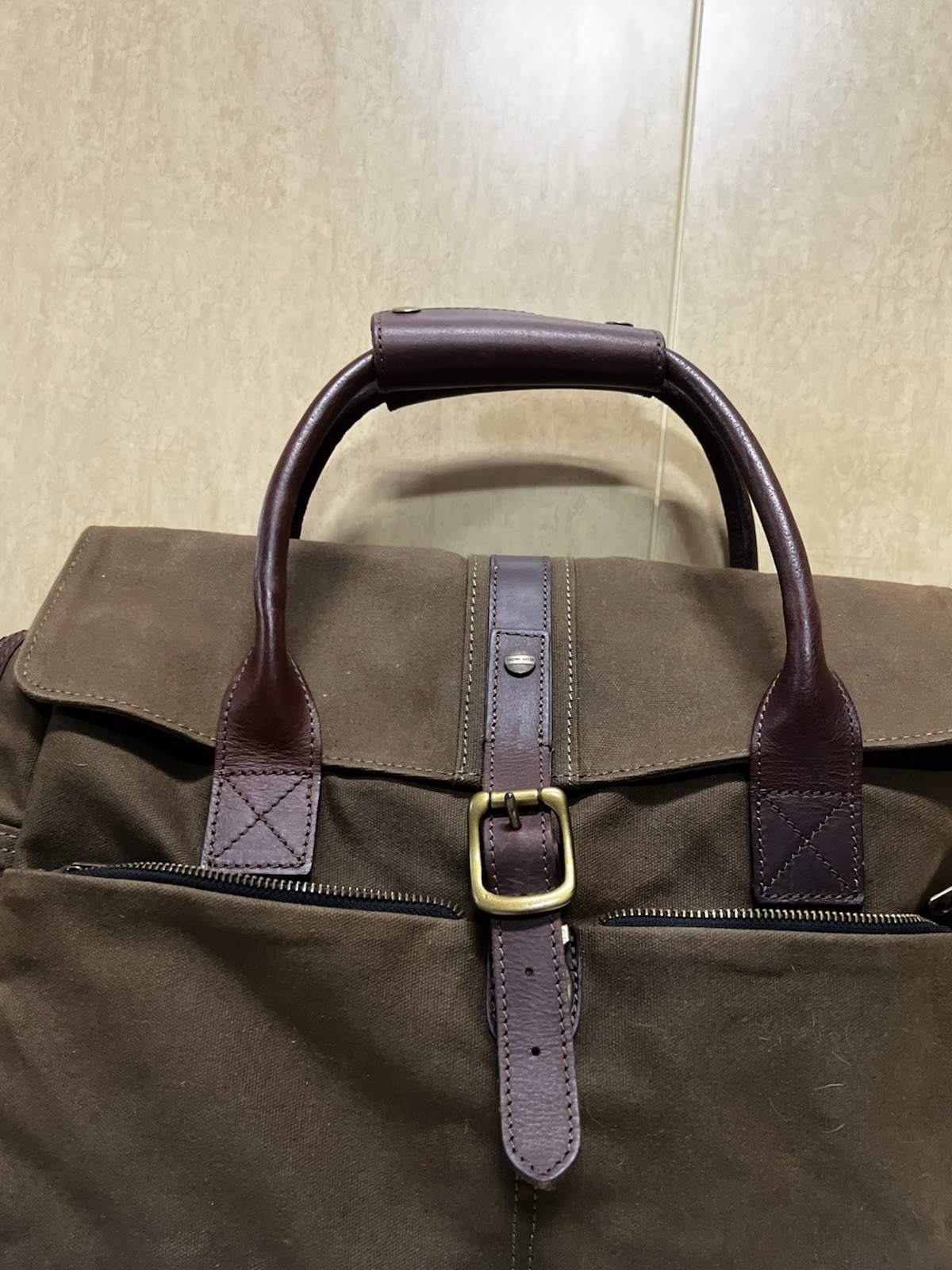 Racing Green British brown Briefcase CANVAS LEATHER SHOULDER BAG LAPTOP
