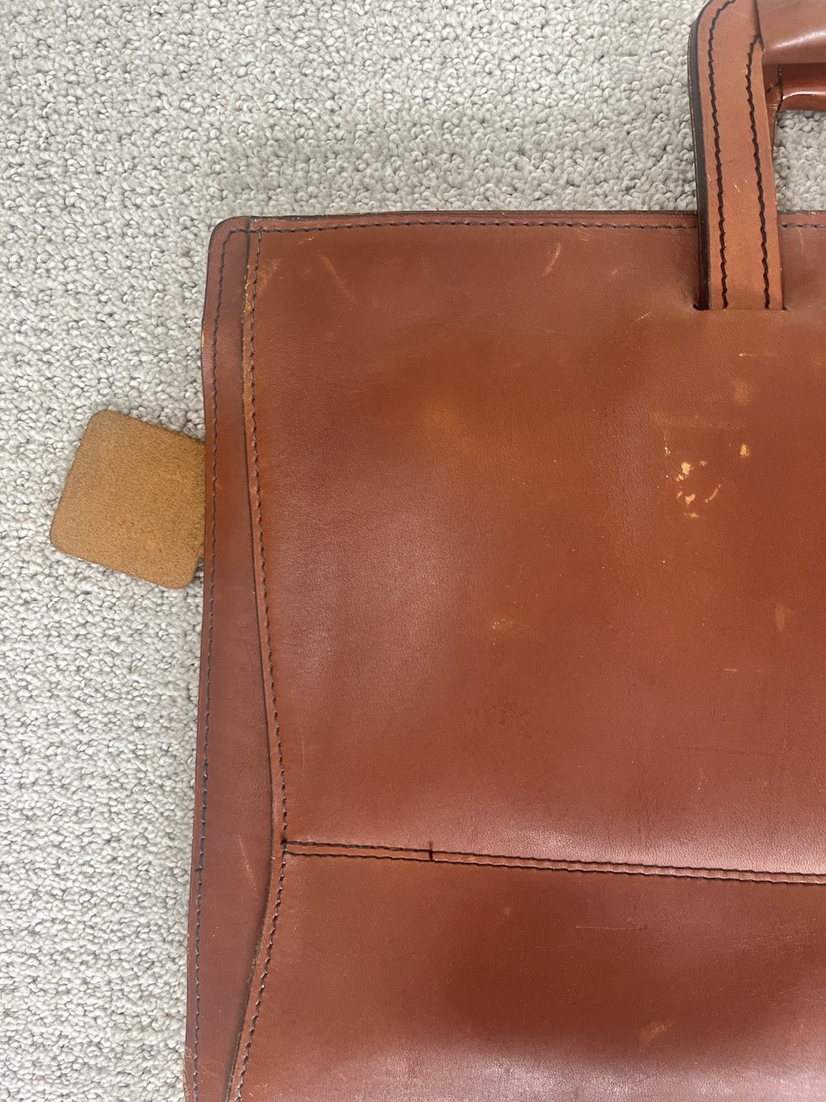 Schlesinger Brothers Briefcase Saddle Leather Vintage USA Slide Handle