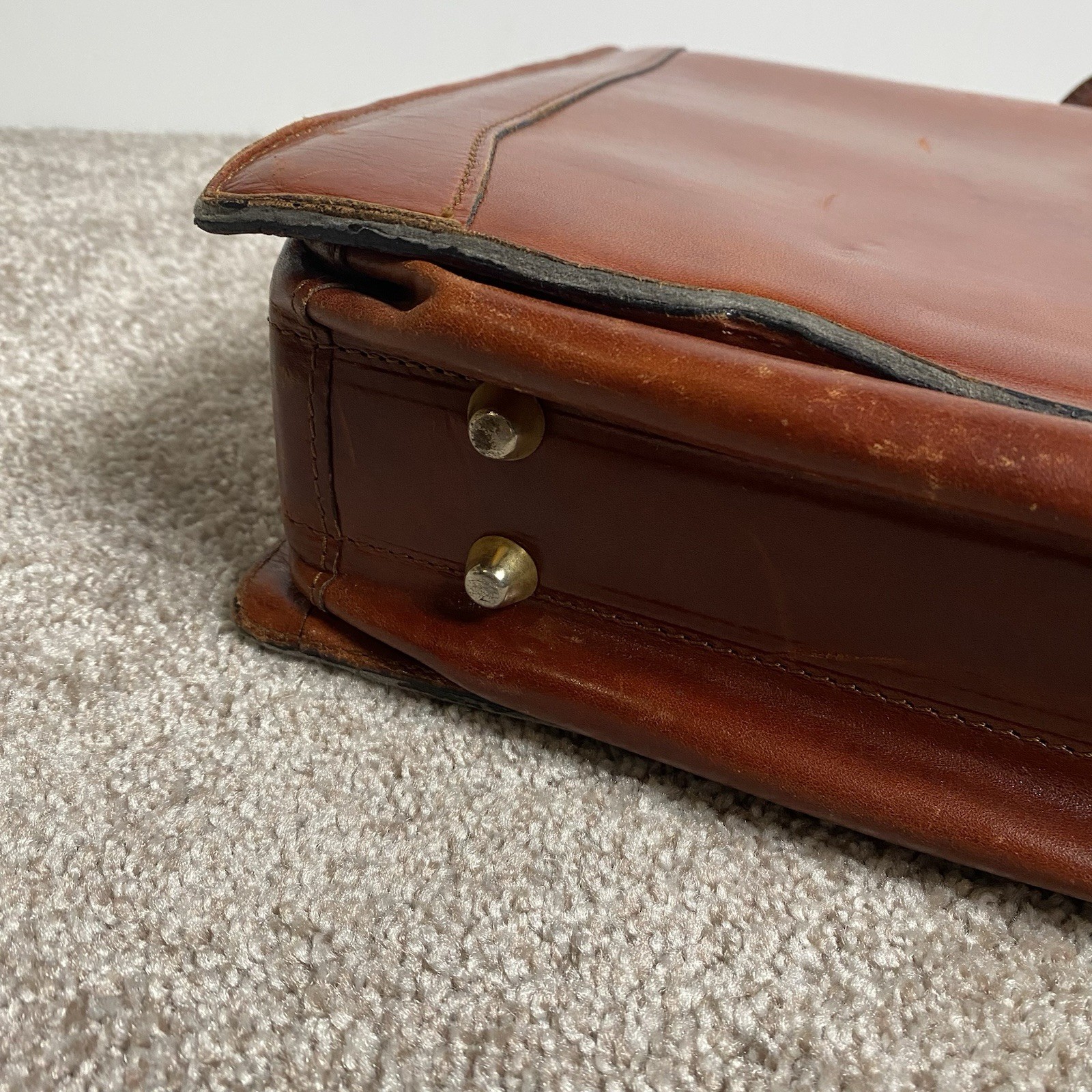 VTG Bosca Old Leather Partners Large Brief Case Bag Lock/Key Cognac Nice Patina