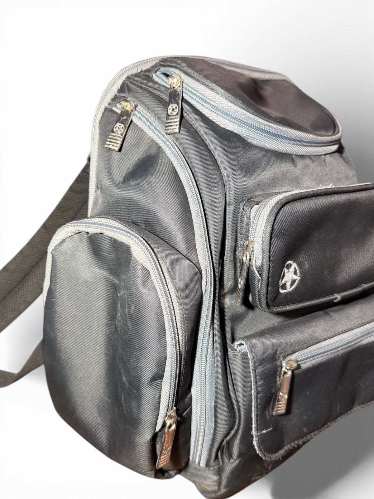 J Is For Jeep Backpack Black Insulated Side Pocket Multiple Compartments