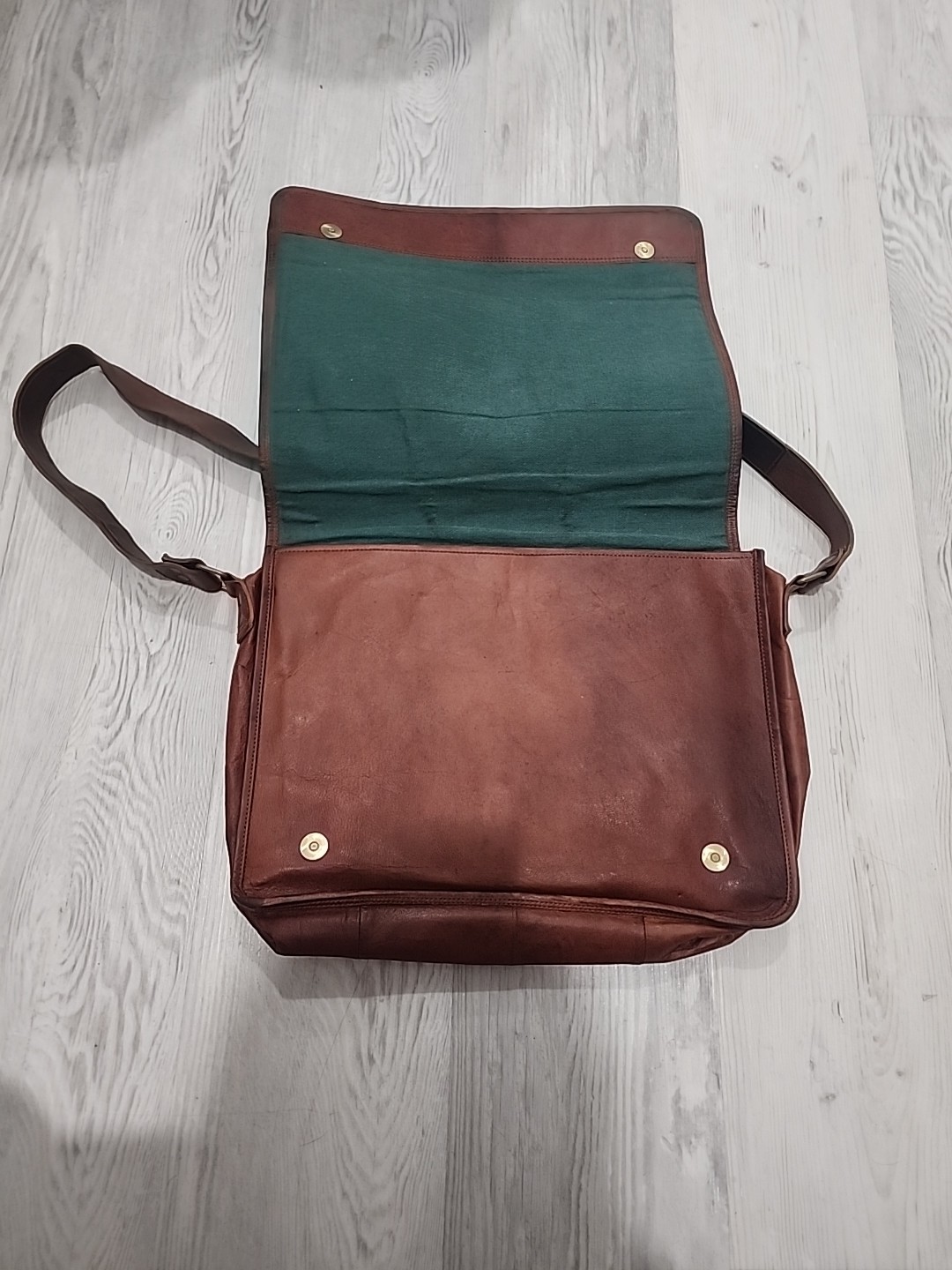 Cognac Brown Leather Portfolio/Laptop Bag Hand Made High Quality With Strap
