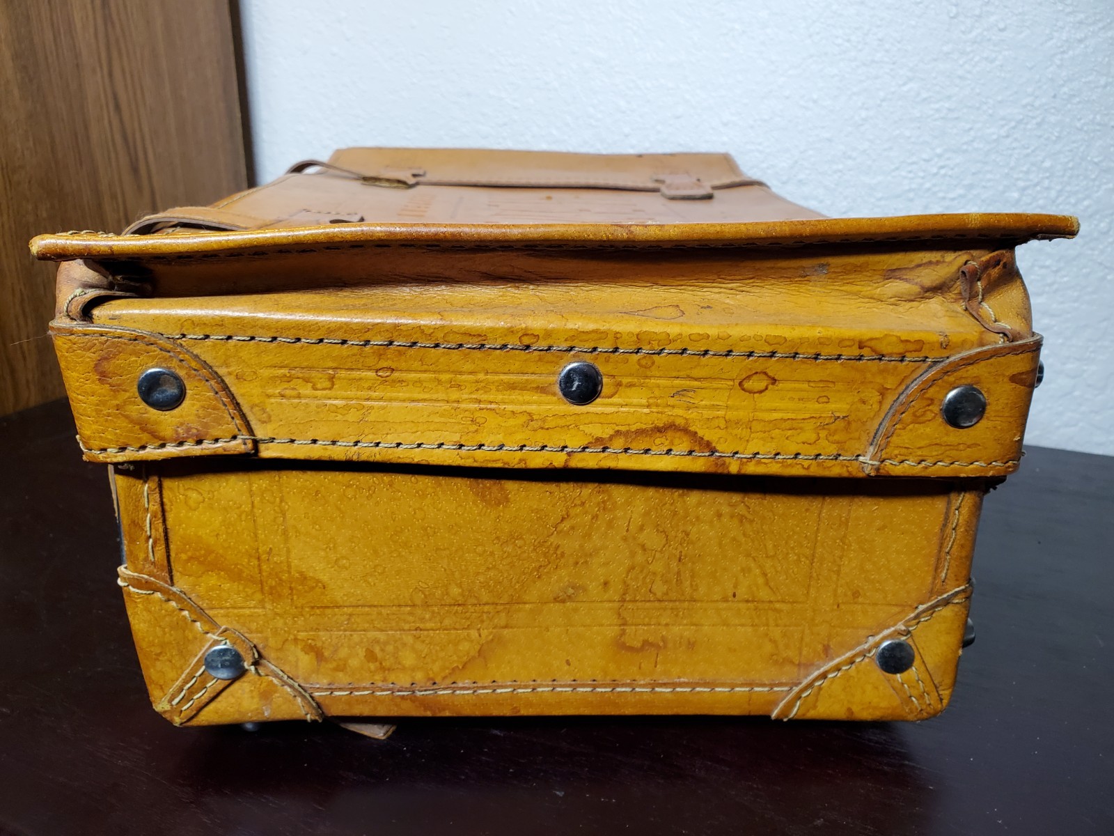 Vtg American Crew Leather Bound Men’s Shaving Case Overnight Luggage Bag