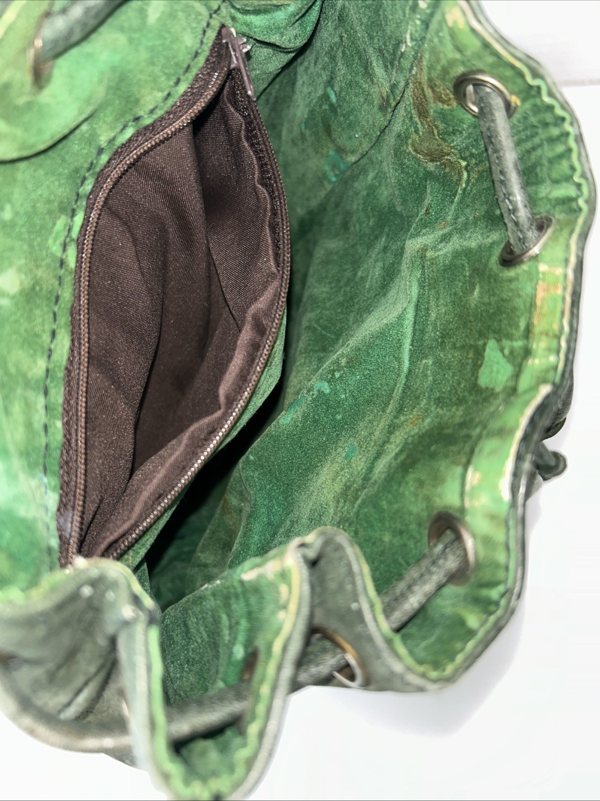 HENRY UK Unisex Drawstring Backpack Genuine Leather Color Green